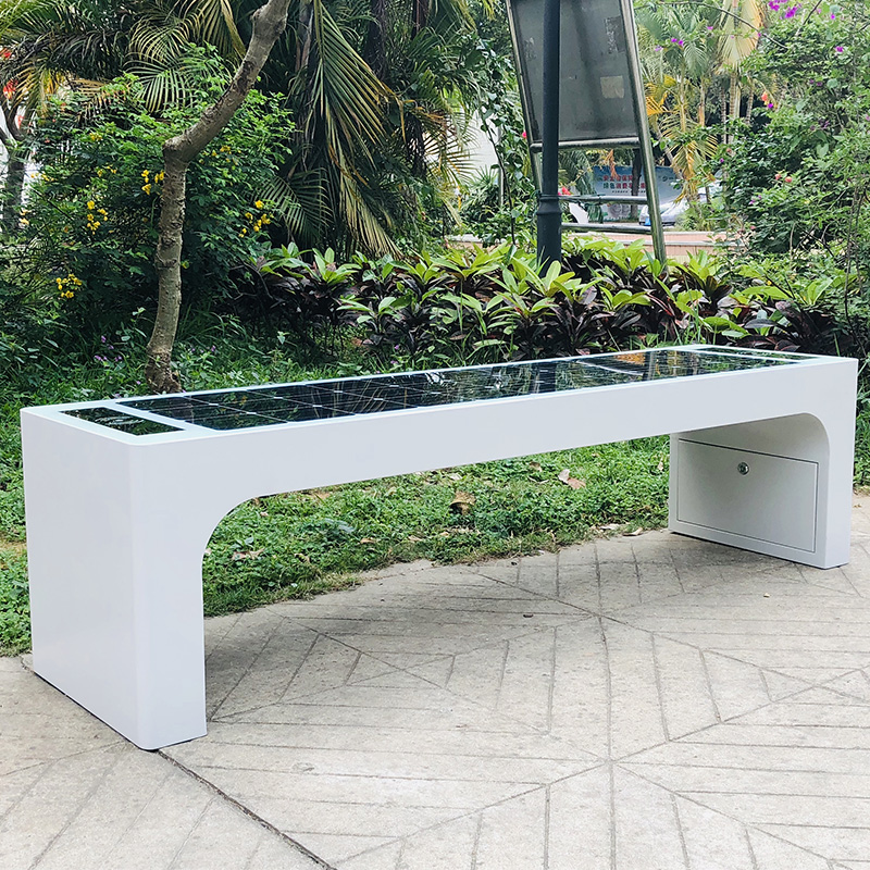 สุดยอดการออกแบบสีขาวพลังแสงอาทิตย์มือถือชาร์จ WiFi Hotpot Smart Garden Bench